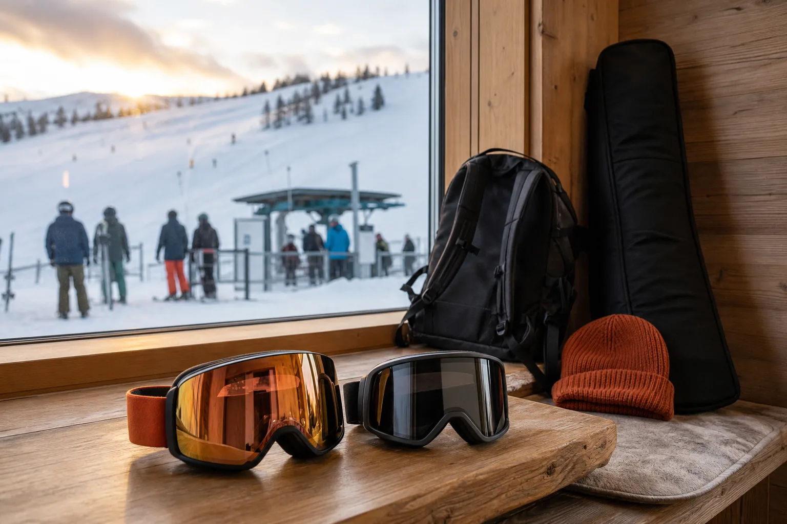 Två goggles med speglande respektive matt lins