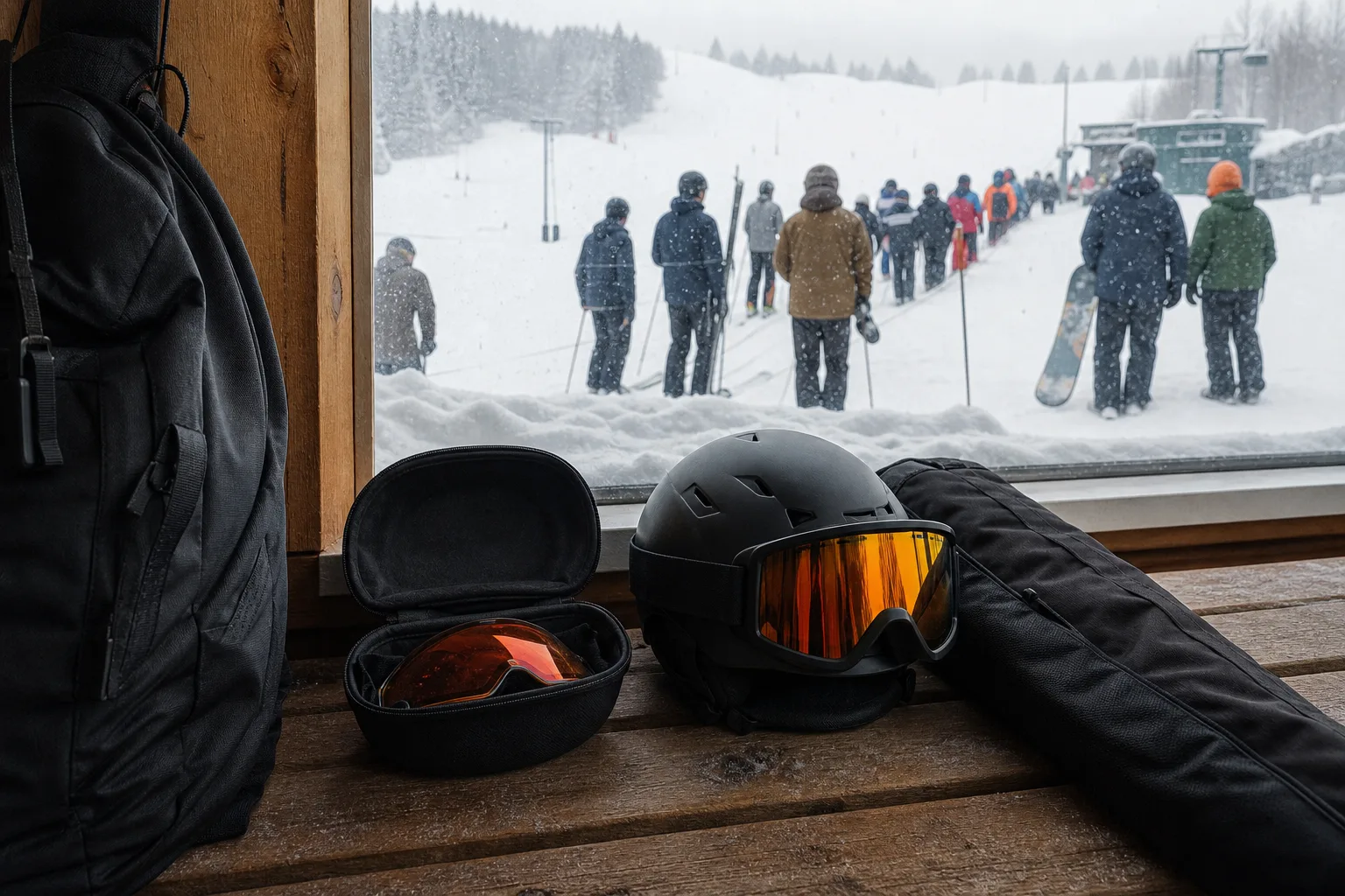 Reservlins i öppen mjuk linsask på bänk