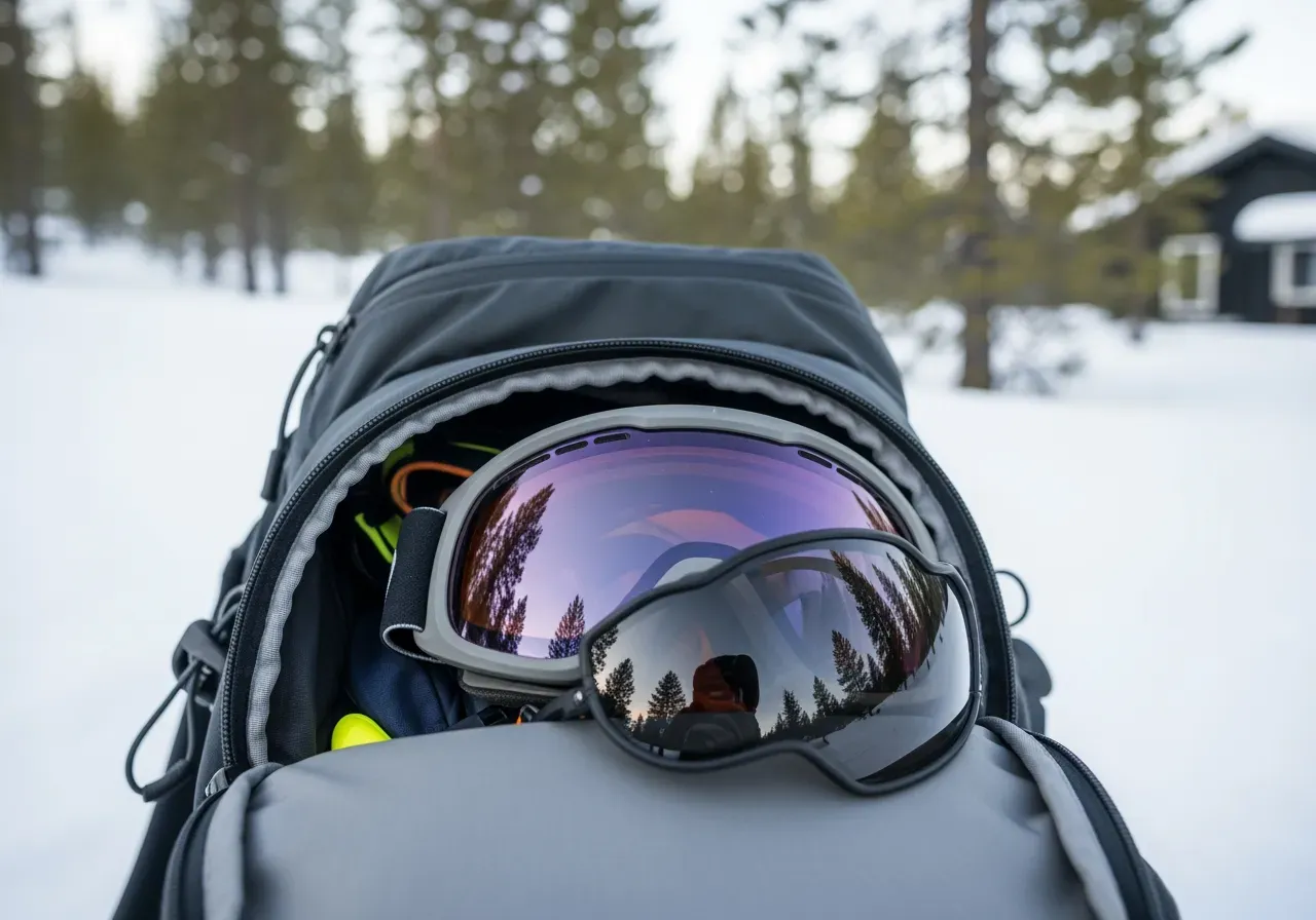 Reservlinser i ryggsäcken för skidglasögon